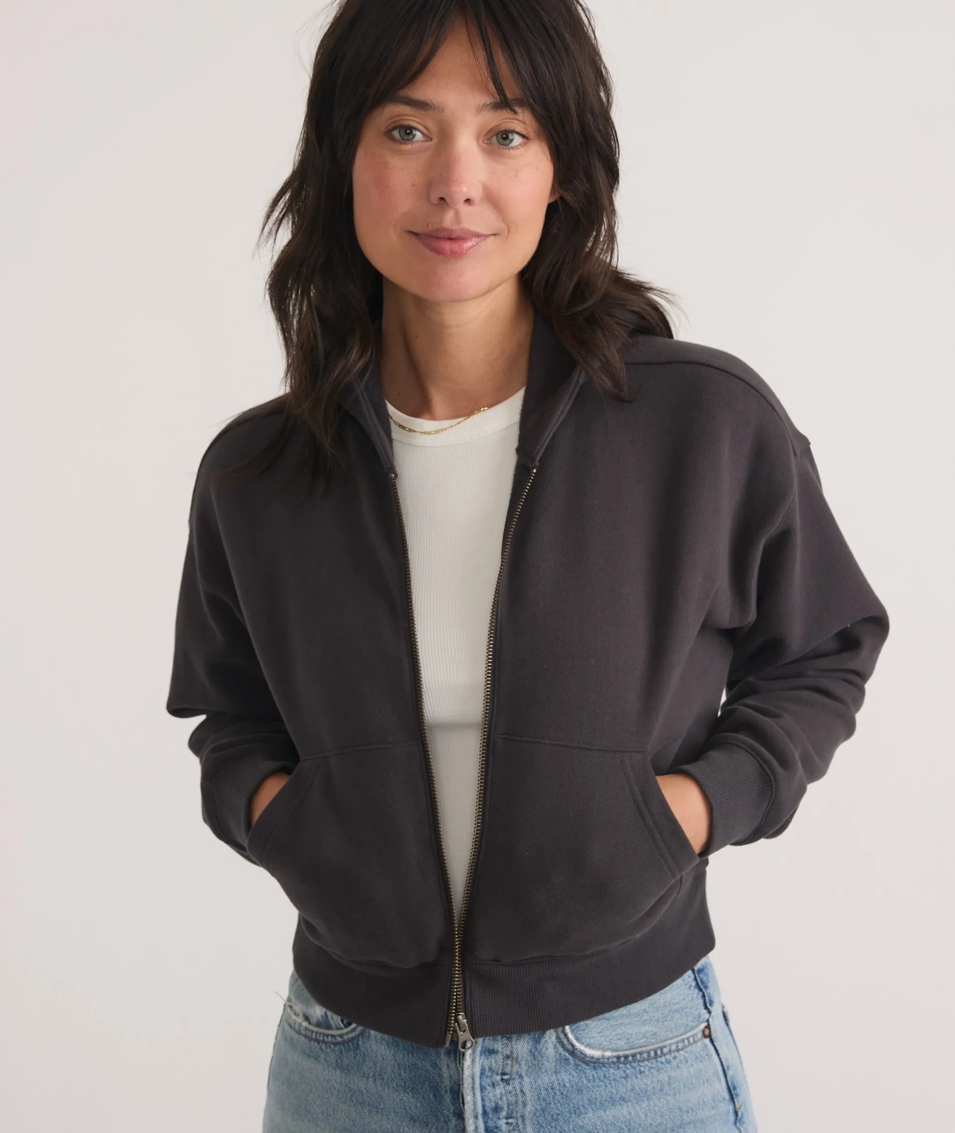 Anytime Cropped Full Zip Sweatshirt