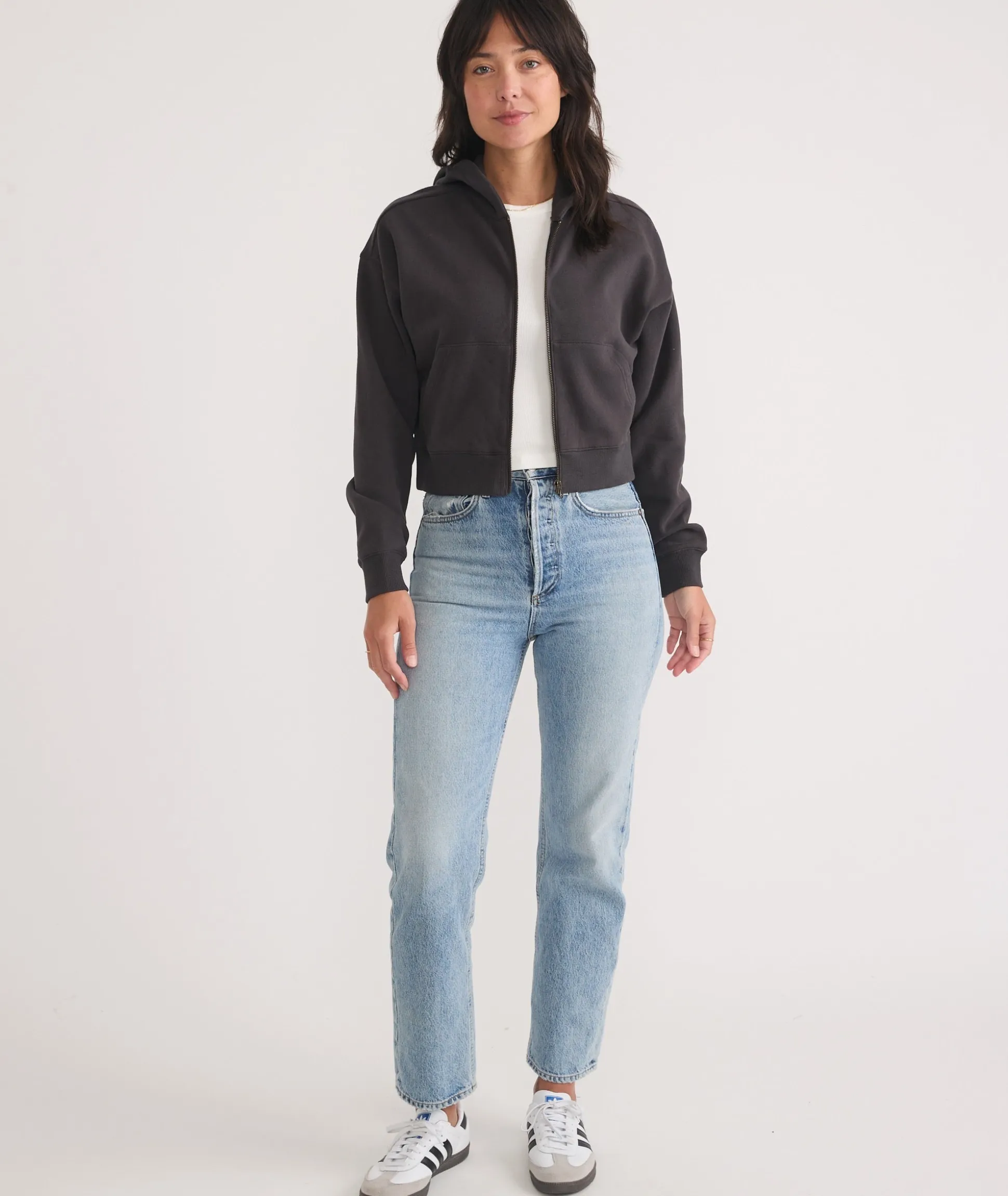 Anytime Cropped Full Zip Sweatshirt