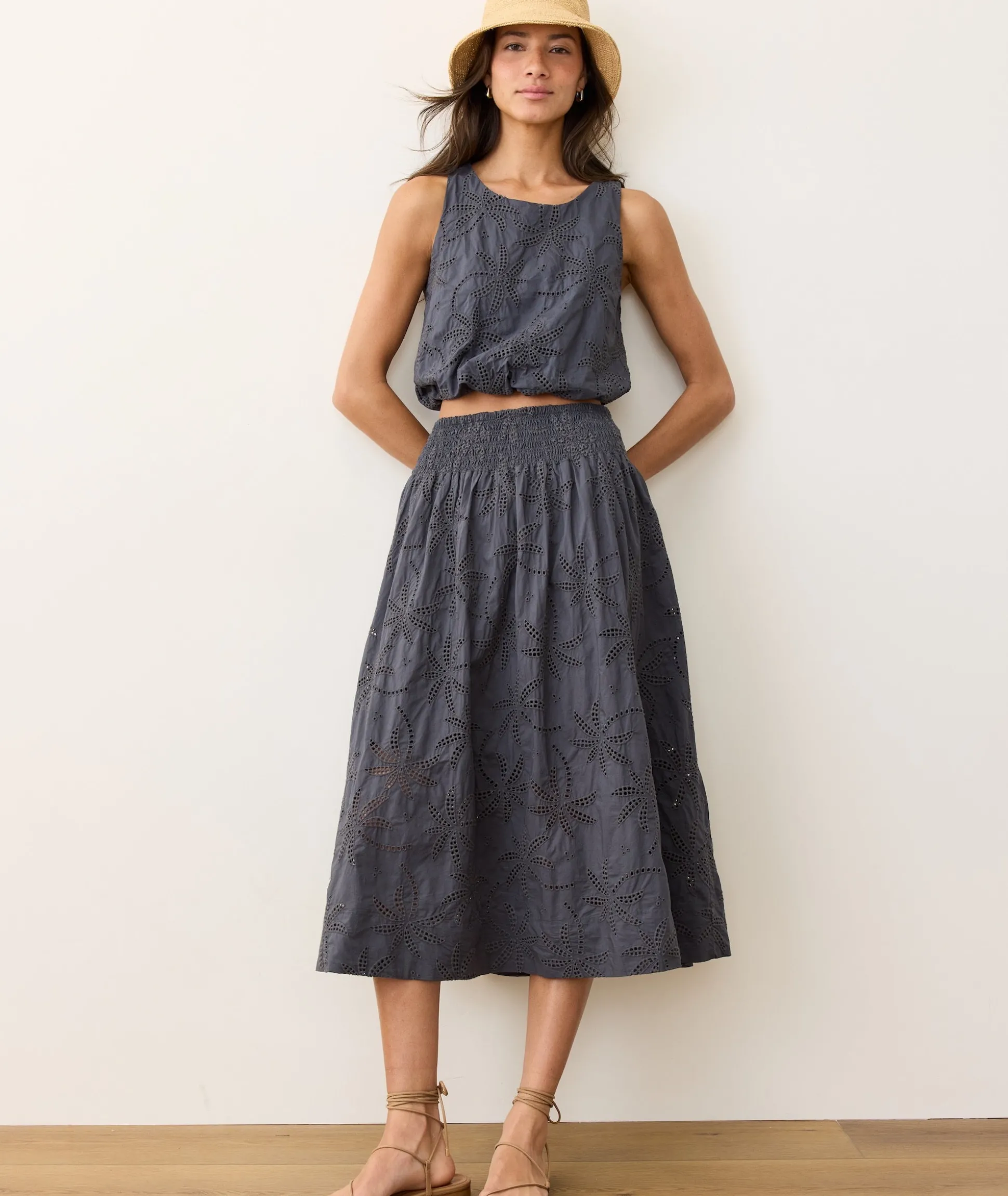 Bea Eyelet Midi Skirt