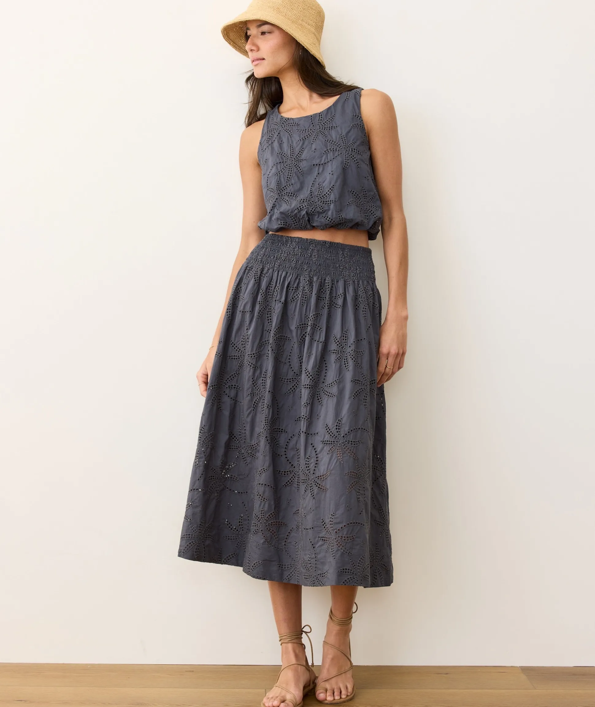 Bea Eyelet Midi Skirt