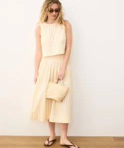 Bea Poplin Midi Skirt
