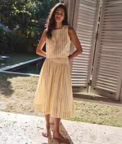 Bea Poplin Midi Skirt