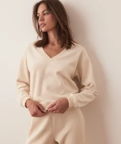 Cord Velour V-Neck Sweatshirt