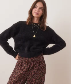 Eyelash Cropped Crewneck Sweater