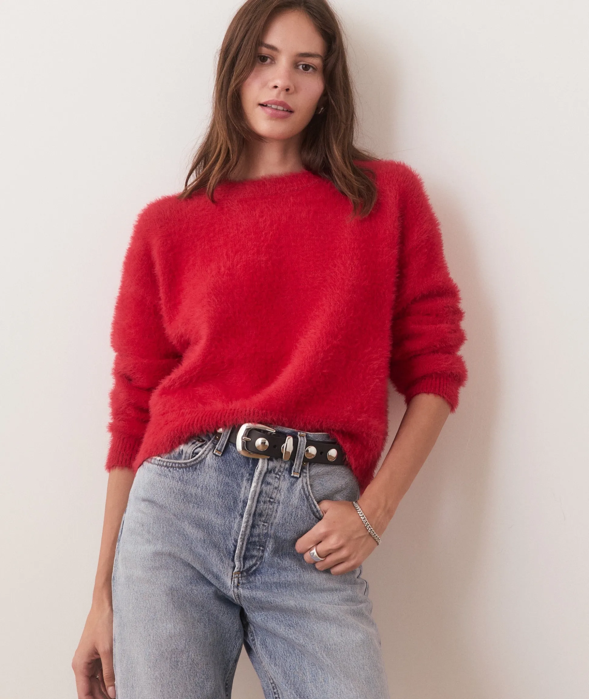 Eyelash Cropped Crewneck Sweater