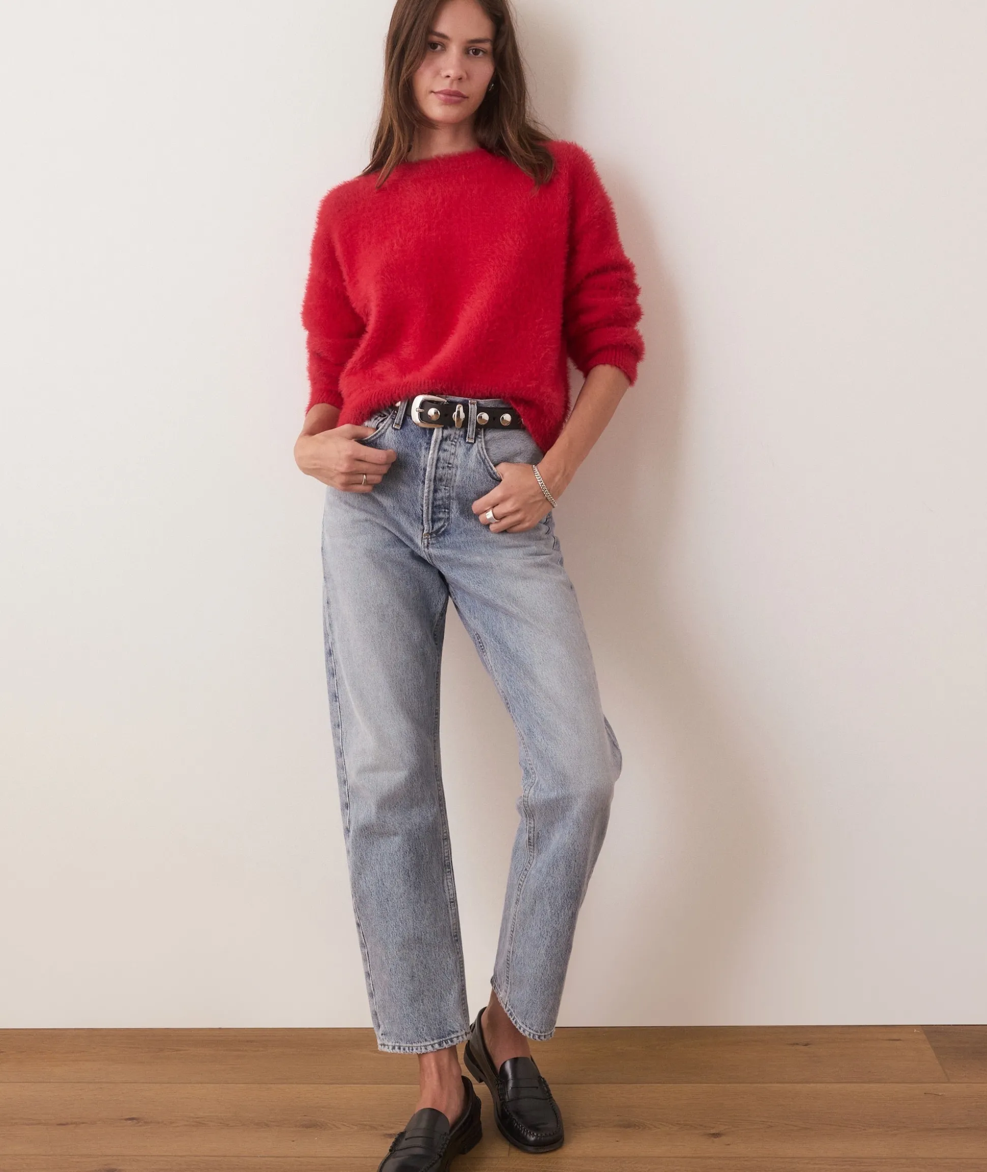 Eyelash Cropped Crewneck Sweater