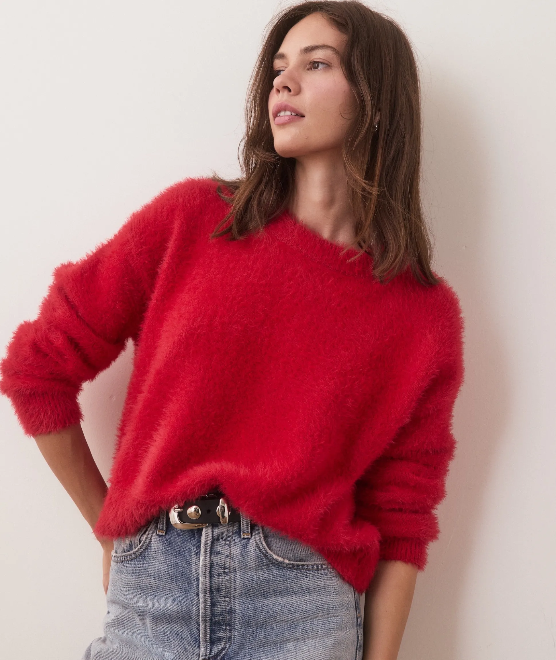 Eyelash Cropped Crewneck Sweater
