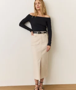 Fawn Denim Midi Skirt