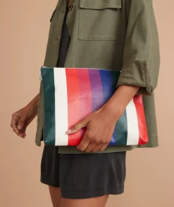 Large Pouch in Bold Multi Stripe