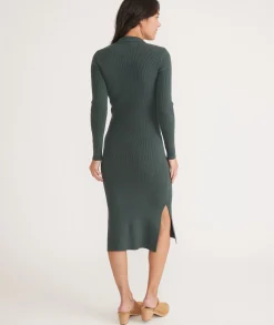 Lexi Rib Long Sleeve Sweater Polo Dress