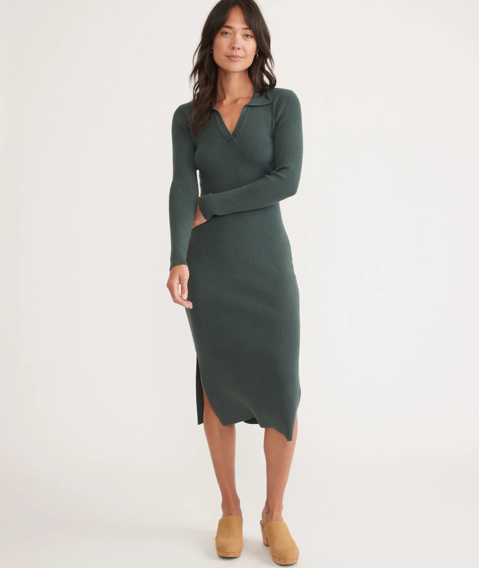 Lexi Rib Long Sleeve Sweater Polo Dress