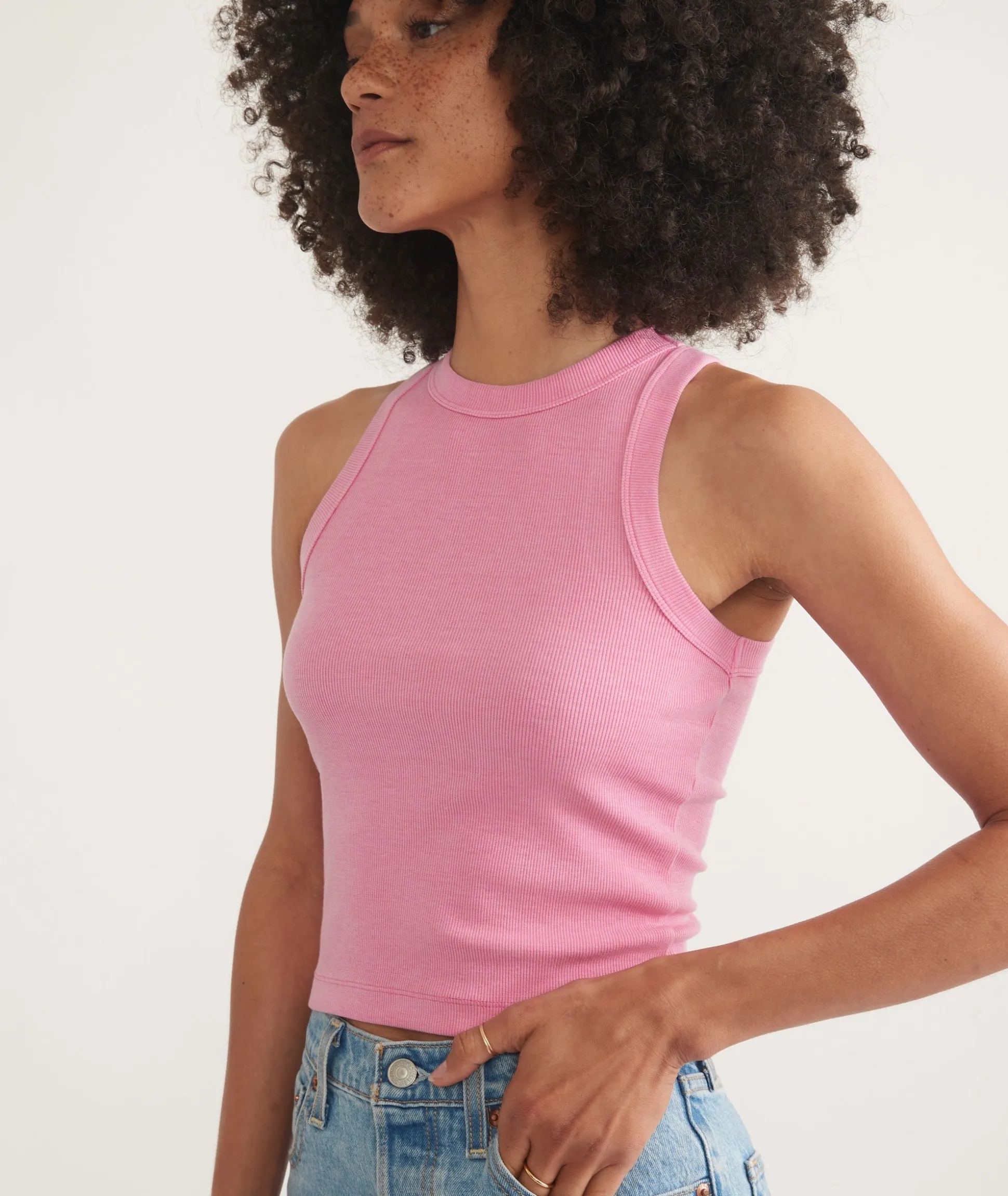 Lexi Rib Sun-In High Neck Crop Tank