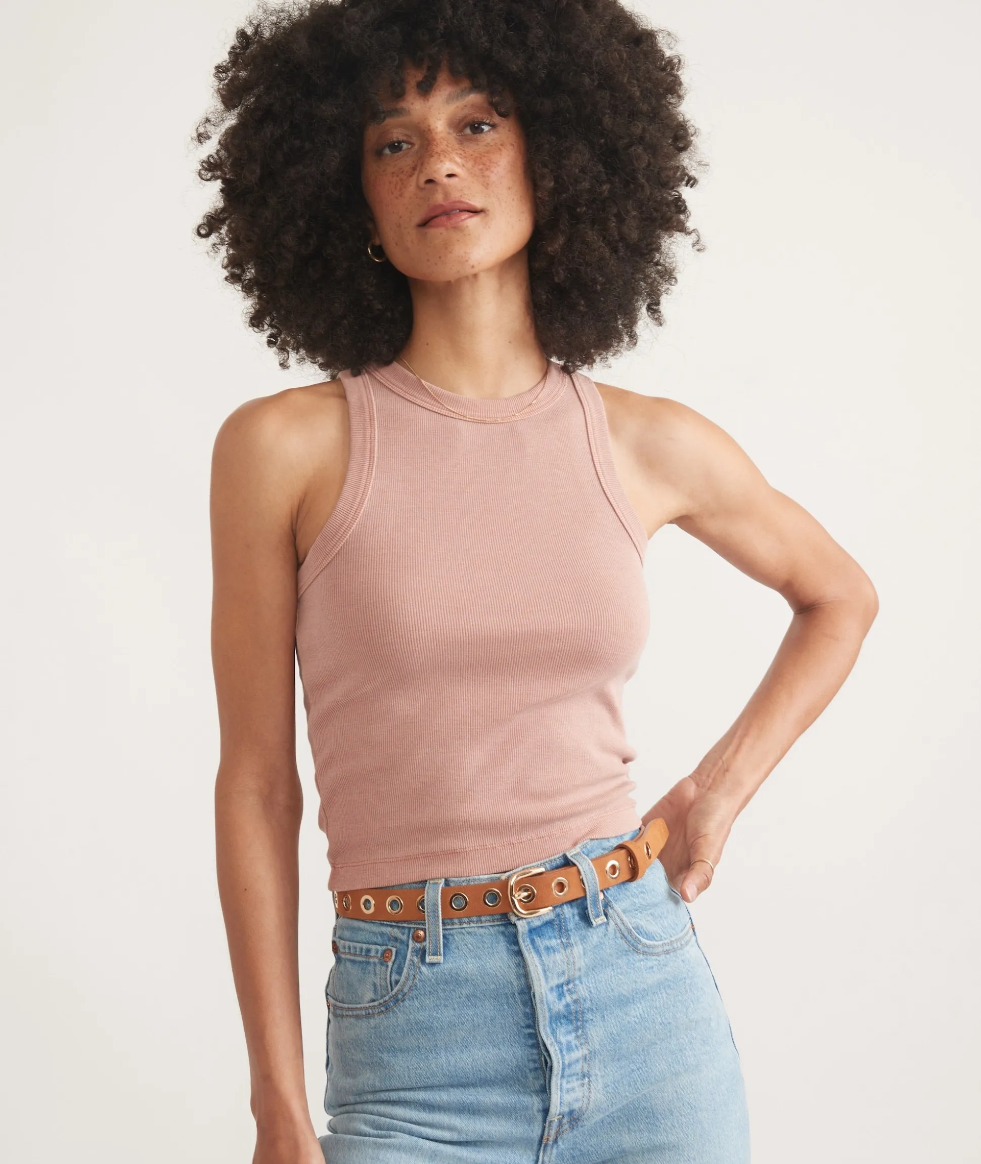 Lexi Rib Sun-In High Neck Crop Tank