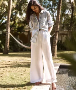 Linen Drawstring Wide Leg Pant