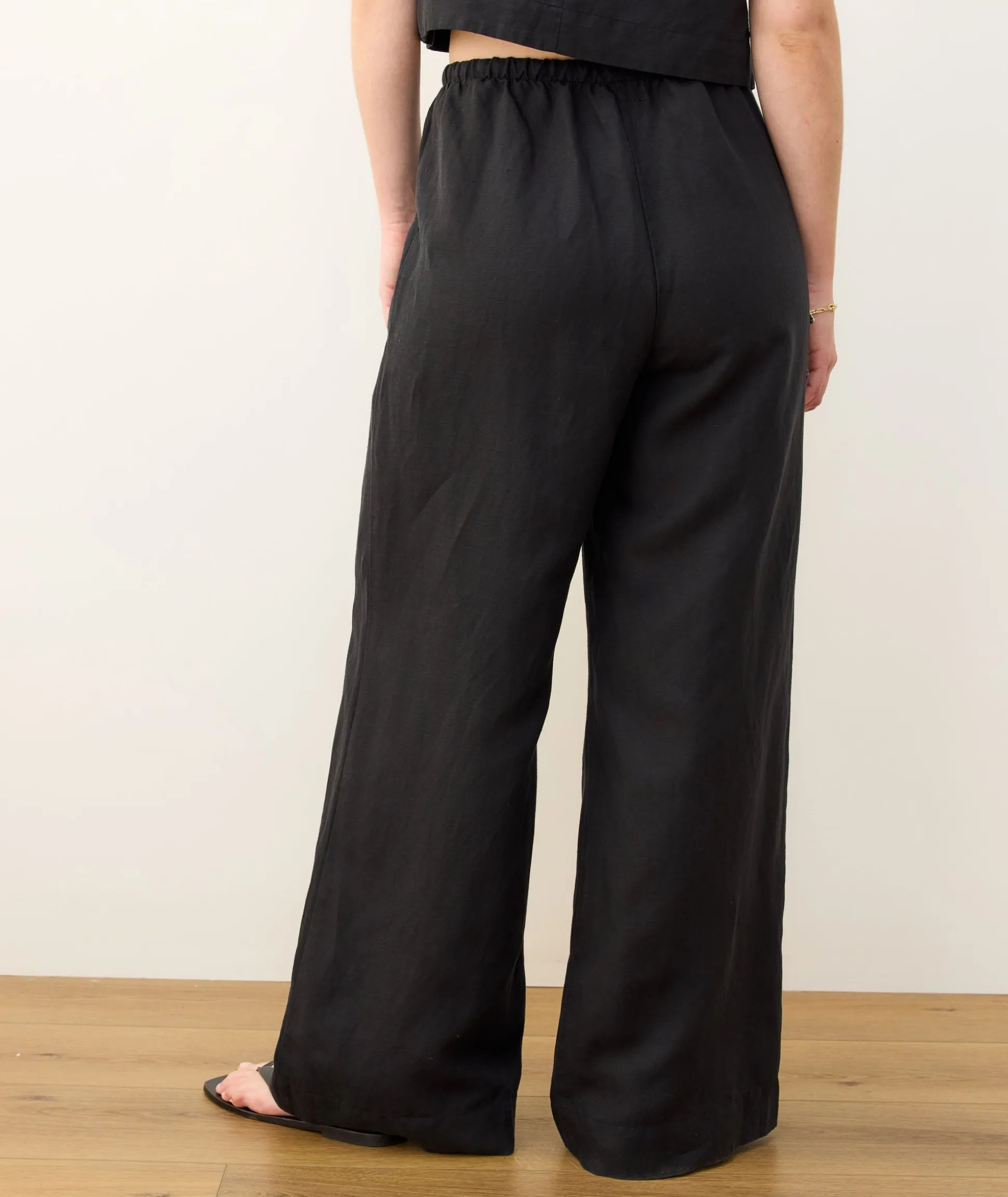 Linen Drawstring Wide Leg Pant