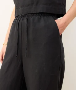 Linen Drawstring Wide Leg Pant