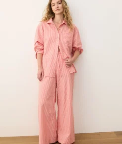 Seersucker Drawstring Wide Leg Pant
