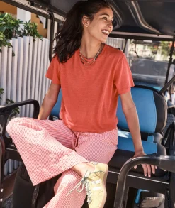 Seersucker Drawstring Wide Leg Pant