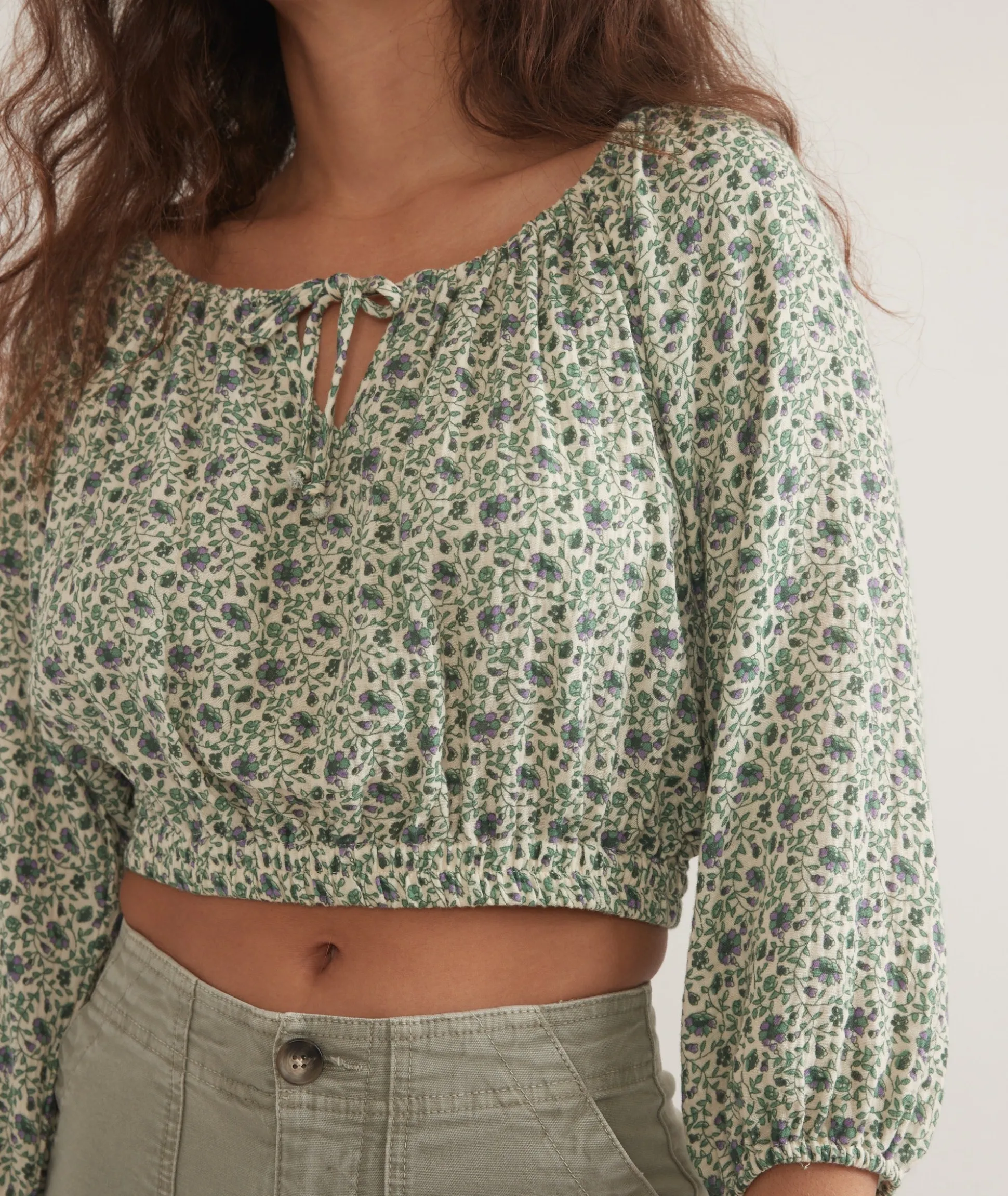 Tiana Double Cloth Cropped Blouse