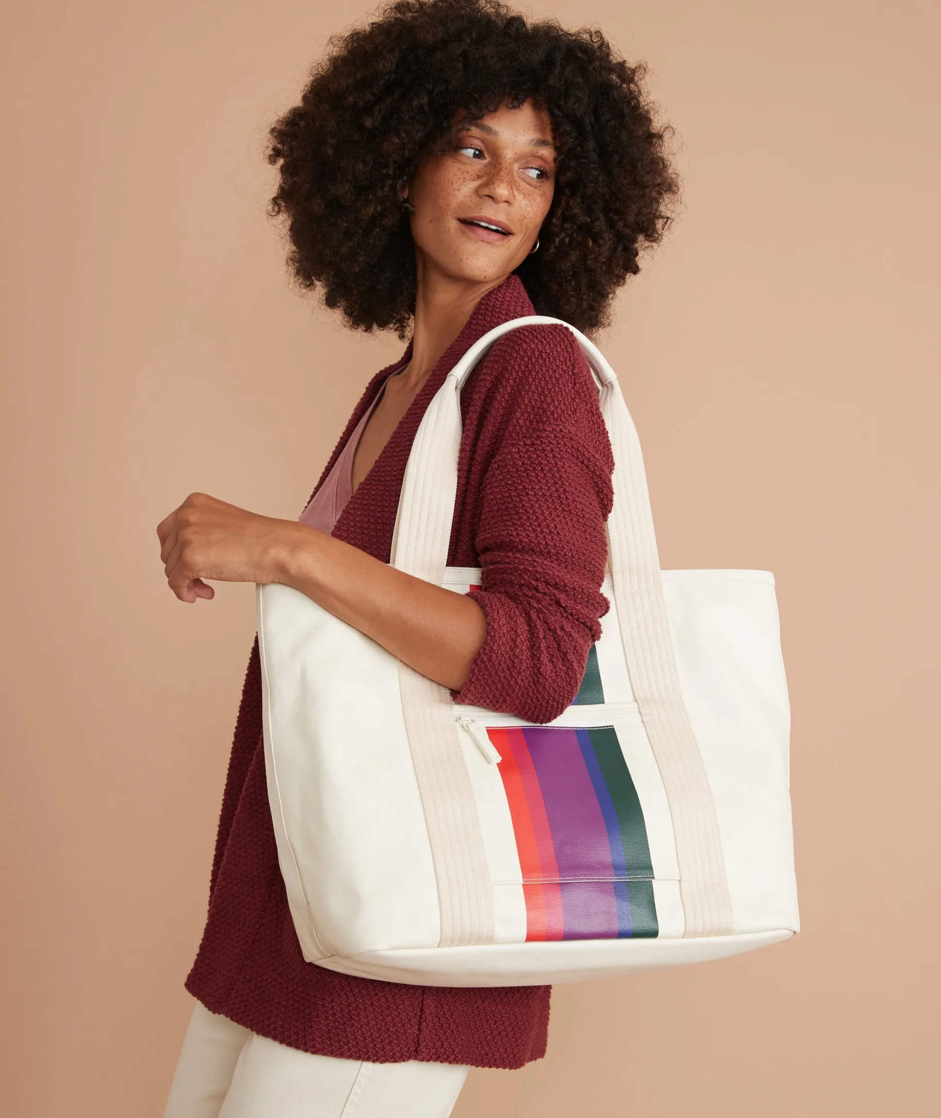 Tote in Natural/Bold Multi Stripe